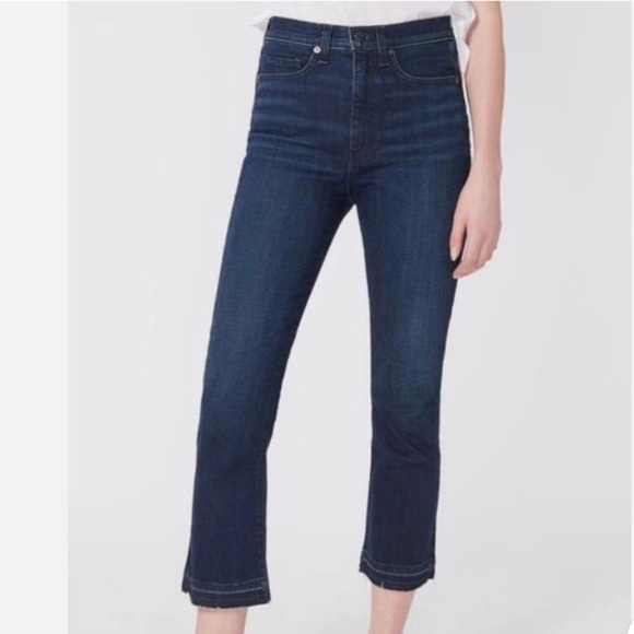 Veronica Beard Denim - Veronica Beard Dark Blue Cropped Wide-Leg Jeans